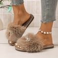 thumbnail image 7 of uublik Women's Fuzzy Slippers Cute Bow House Slippers for Women Soft Cozy Indoor Outdoor Lightweight House Shoes, Khaki, 7 of 7