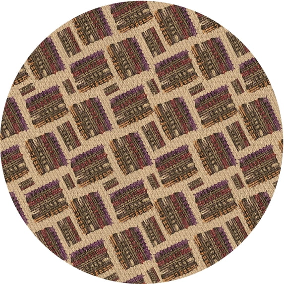 Ahgly Company Machine Washable Indoor Round Transitional Red Brown Area Rugs, 8' Round