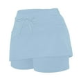 thumbnail image 6 of MIXUE Womens Skirts Solid Color Mid Waist Drawstring Pocket Casual Sports Two Piece Set Skirt Streetwear,Blue,S, 6 of 6