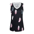 thumbnail image 2 of PALACLOTH Women Lace Patchwork V-neck Tank Tops Feather Floral Printed Shirt, 2 of 7