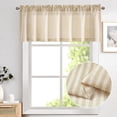 thumbnail image 2 of Valance Curtain Linen Textured Striped Window Curtain for Living Room Light Filtering Ticking Stripe Farmhouse Valance for Kitchen Rod Pocket 1 Panel 16 Inch Beige 1 Panel, 2 of 7