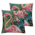 thumbnail image 2 of Nawypu Watercolor Flamingo Tropical Green Pink Pillow Cover Farmhouse Decorative Throw Pillow Cover Square Cushion Case for Home Sofa Couch Decoration 2pcs, 2 of 6