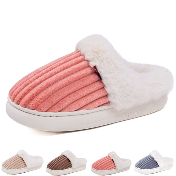 CHICVOMEY Women's House Slippers with Memory Foam Indoor & Outdoor Fuzzy Slip-On Shoes Winter Slippers for Women