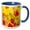 Blue/White, variant on 3drose, Red Yellow N Orange Floral Party, 15oz Two-tone Red Mug