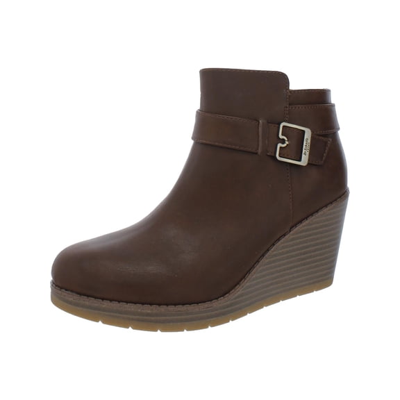 Dr. Scholl's Shoes Womens One Up Faux Leather Ankle Wedge Boots