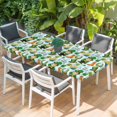 thumbnail image 2 of Saint Patrick's Day Table Cloths for 4 Foot Rectangle Tables, Gnomes Hat Boot Clovers Blue Stripes Patio Waterproof Elastic Fitted Tablecloths, Washable Rectangular Table Cover for Camping, 2 of 8