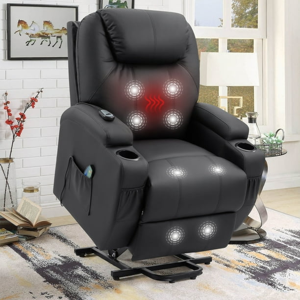 Lacoo Power Lift Recliner With Massage, Faux Leather Reclining Massage Chair