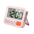 thumbnail image 1 of Reloj despertador digital con pantalla grande, 2 alarmas, volumen ajustable, mesa pequeña Rosa, 1 of 9
