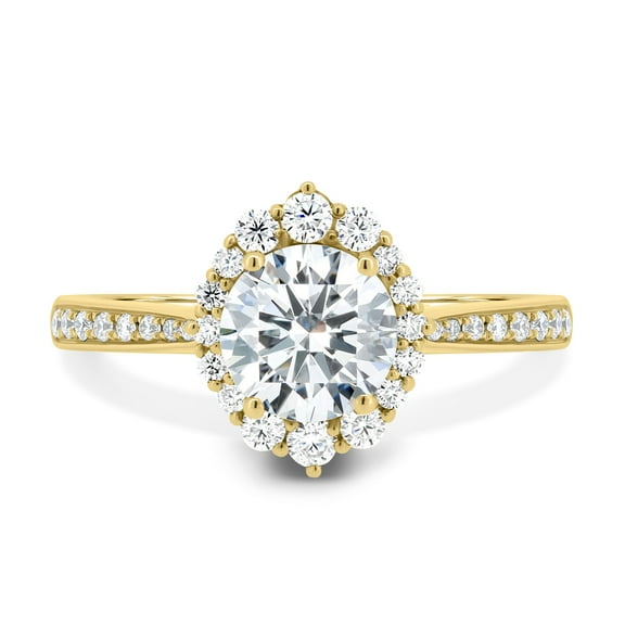 ESTE ORIGIN 1.50Ct Round Cut Lab-Grown Diamond Halo Engagement Ring β Vintage PavΓ© Band in 14K Yellow Gold for Women