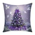 thumbnail image 3 of Xuniizn Christmas Pillow Covers 18x18 inch Xmas Decorations Soft Plush Faux Fur Wool Christmas Throw Pillow Cases Winter Holiday Decor for Sofa Living Room, Purple, 3 of 7