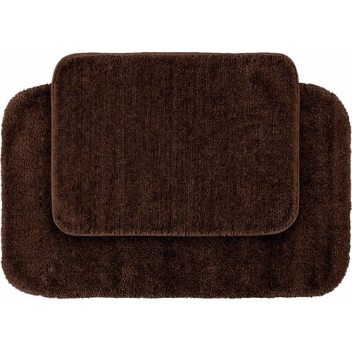 2 Piece Traditional Soft and Plush Nylon Washable Bathroom Rug Set