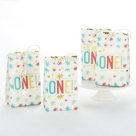 Kate Aspen 1st Birthday Tall Treat Box (Set of 48) - Perfect Favor Container & Decoration for 1 Year Old Birthdays