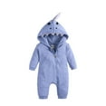 thumbnail image 2 of UJNDER Baby Romper Baby Boys Girls Shark Hooded Long Sleeve Solid Color Cartoon Cute Jumpsuit,Blue,6-9 Months, 2 of 7