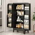 thumbnail image 3 of EROSOEI Sturdy Metal Kitchen Food Pantry Storage Cabinet with 2 Doors and 3 Adjustable Shelves, 3 of 7
