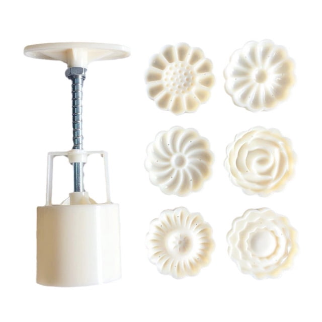 Molde prensado para pastel de luna con flor china rosa, hojaldre para pastel de luna, 1 molde con 6 sellos para varios días festivos, fiestas (6*Flor)