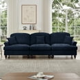 thumbnail image 2 of Lisonu 3-Seater Mid-Century Convertible Sofa, Large Blue Chenille Couch with Removable Skirt and Spindle Legs, 2 of 21
