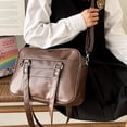 thumbnail image 2 of Qarigey Bolso de cuero de la PU bolso de la escuela secundaria de Japón bolso ligero e impermeable del ordenador portátil del uniforme del Bolsas de mensajero y de hombro marrón oscuro, 2 of 6