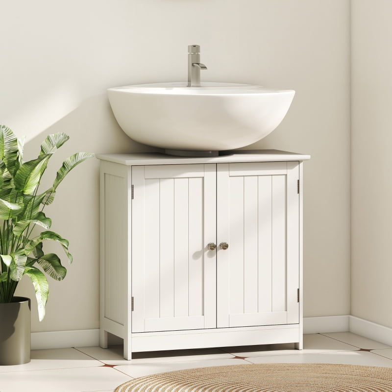 Alvantor Under Sink Bathroom Storage Cabinet with 2 Doors & Adjustable Shelf 23.5"x11.8"x23.5" White