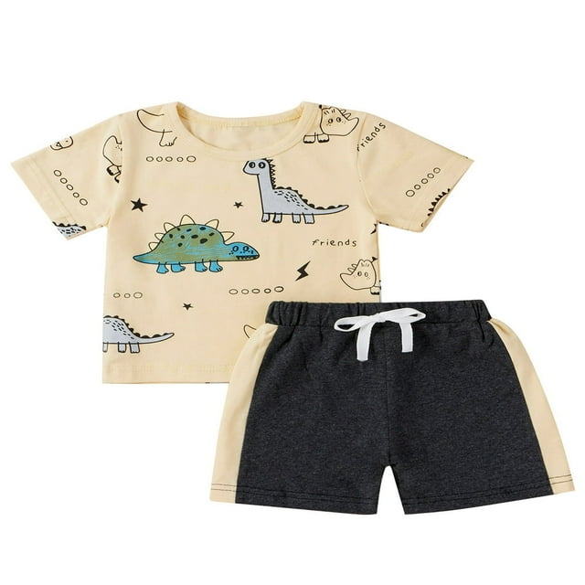 Ensemble T-shirt Garçon Col Imprimé T-shirt Lacets Short