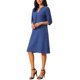 thumbnail image 4 of Vestidos de Otoño para Mujeres Casual de Manga 3/4 con Escote en V, Estampado de Zigzag, Suelto, Largo hasta la Rodilla con Bolsillos, S Azul Real, 4 of 6