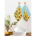 thumbnail image 2 of Sunflower Kitchen Dish Towels for Drying Dishes Set of 4, Yellow Summer Botanical Blue Striped Farmhouse Waffle Weave Microfiber Hand Tea Bathroom Towels Quick Dry & Absorbent Towel 12x12, 2 of 7