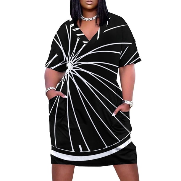 Vestido holgado con bolsillo y rueda de bicicleta para mujer, verano 2025, vestido de verano para mujer 2025