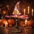 thumbnail image 3 of Luckky Stained Glass Witch Hat Lamp Style Resin Night Light,USB Powered Gothic Wizard Hat Table Lamp with ghost Details,Spooky Decorative Lighting for Table, 3 of 6