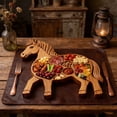 thumbnail image 5 of Horse Shaped Wooden Cooked Food Tray Compartments Wood Platter for Appetizers Cookie Candy Dessert Snacks, 5 of 5