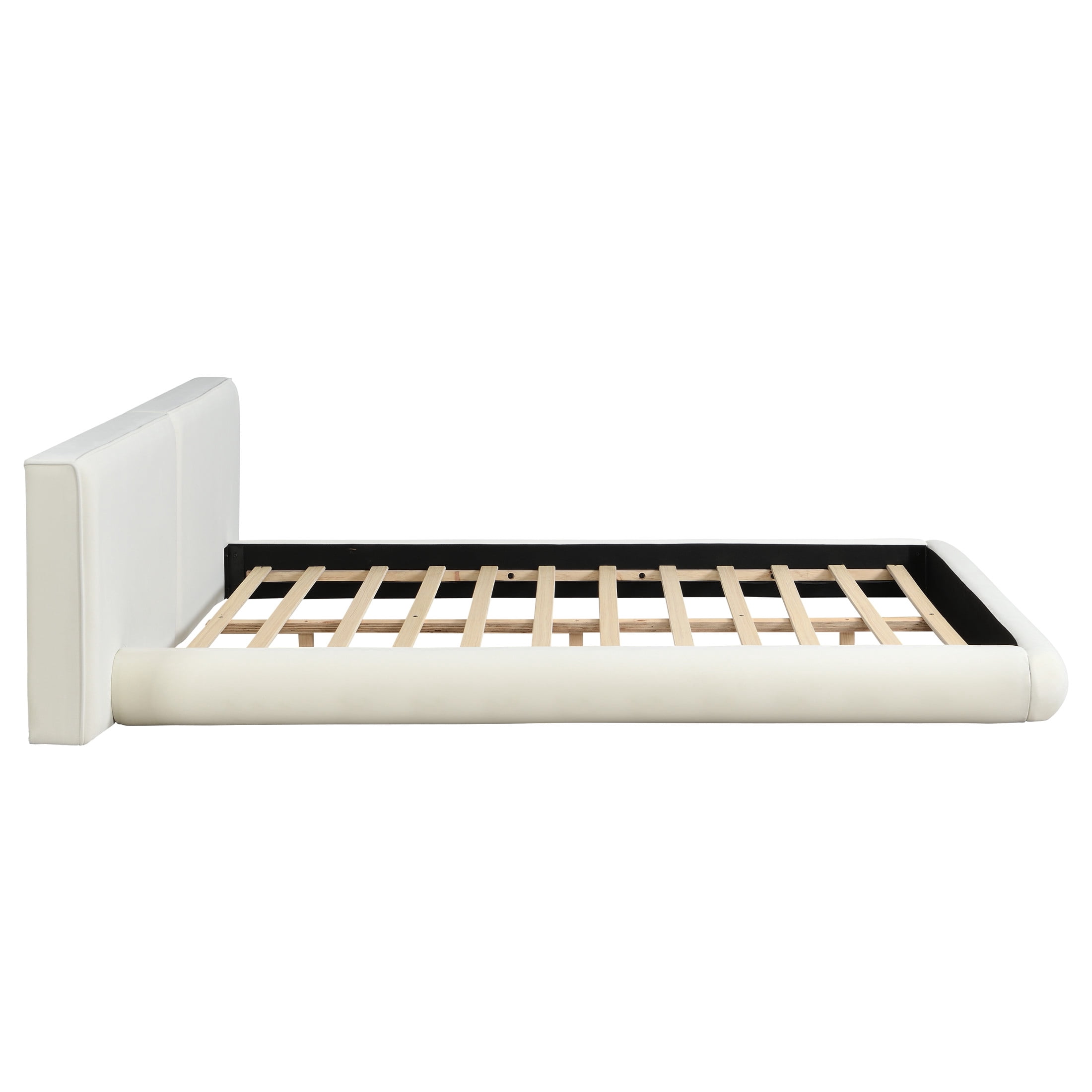 Christopher Knight Home Modern Floor-Hugging Upholstered Platform Bed, Queen Size, Cream