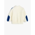thumbnail image 4 of Shearling Sweatshirt High Neck Zipper Closure Applique Detail Color Block, 4 of 5