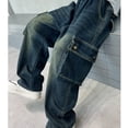 thumbnail image 2 of UACY Boys Baggy Jeans, Wide Leg Denim Pants for Teen Kids, Elastic Waist Loose Fit Cargo Trousers with Pockets (Blue, 11-12 Years), 2 of 7