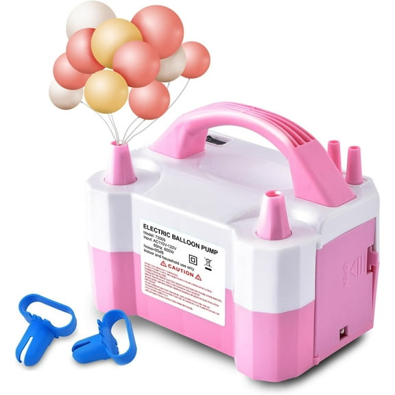 Electric Air Balloon Pump, Portable Dual Nozzle Electric Balloon Inflator/Blower for Party Decoration,Used to Quickly Fill Balloons - 110V 600W [Pink]