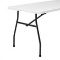 thumbnail image 4 of Mainstays White 6 Foot Fold-in-Half Plastic Table, Indoor Outdoor, Scratch Resistant, Stain & UV Damage, Built-in Carry Handle, 4 of 8