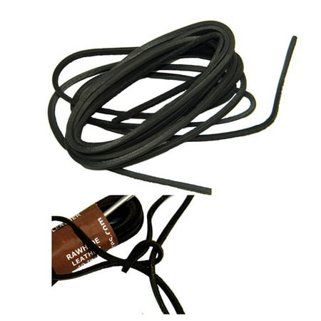 

63 Inch 160 cm Coal Black Rawhide Leather replacement kit w/ lacing needle - ( Two laces of Black rawhide and one 5 inch aluminum lacing needle with instructions)