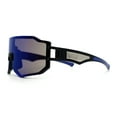 thumbnail image 6 of Oversized Mens Color Mirror Rimless Shield Plastic MTB Sport Sunglasses Black Blue - Blue Mirror, 6 of 7