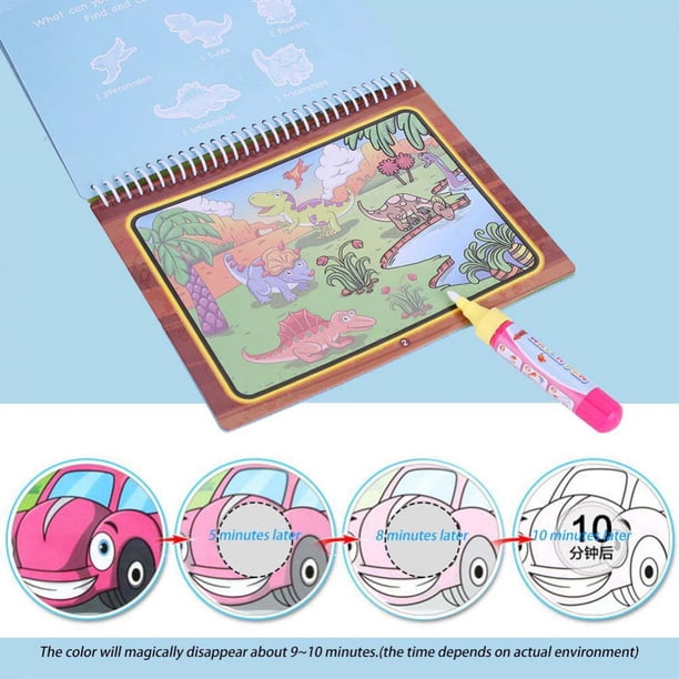 Hztyyier Pintura para Colorear Libro para ni?os Dibujo mágico portátil de Agua Manual borrable con bolígrafo Ni?os peque?os Regalo Preescolar Ni?os(Dinosaurio) Ecomeon no
