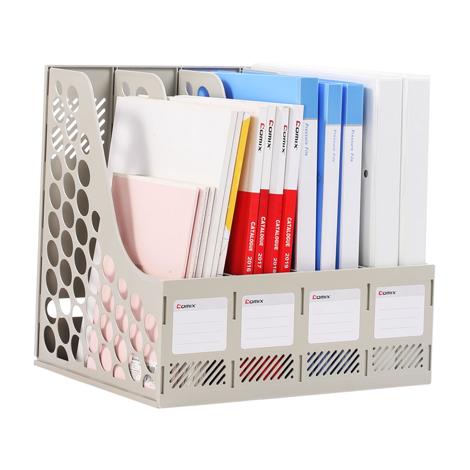Light Gray mDesign Plastic File Folder Bin Office Desktop Organizer 2 Pack