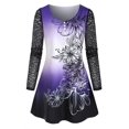 thumbnail image 1 of Más el tamaño de la manga de encaje floral Ombre Imprimir Tee Rosegal Mangas largas de talla grande, 1 of 5