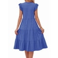 thumbnail image 4 of MOYIKO Summer Dresses for Women Ruffle Sleeve V Neck Midi Dresses Fashion Casual Flowy Beach Vacation Sundress with Pockets, 4 of 7