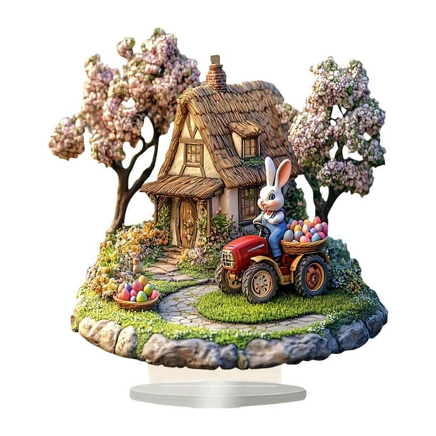Placa acrílica de escritorio con decoración de conejito de Pascua 2D, suministros creativos decorativos para fiestas Estilo A