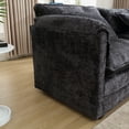 thumbnail image 7 of 3-Seater Overstuffed Chenille Fabric Sofa Couch with Removable Ottoman, L-Shape Modular Sectional Sofa with 3 Waist Pillows,  Soft Deep Seat Upholstered Cloud Couch for Living Room, Black, 7 of 7