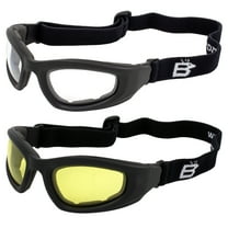 Birdz Eyewear Soar Safety Motorcycle Goggles 2 Pairs Black Frames with Clear & Yellow Lenses