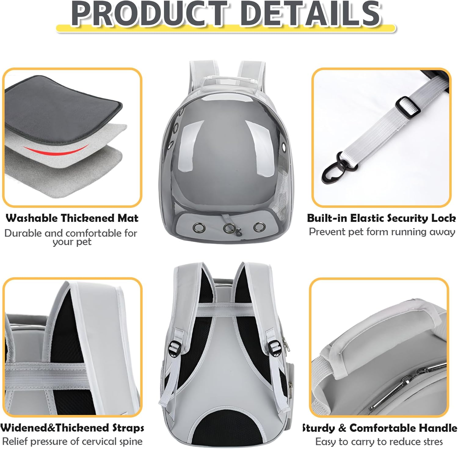 Airline-Approved Cat & Small Dog Backpack Carrier – Transparent Bubble Space Capsule Travel Bag for Hiking & Outdoor Use