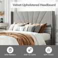 thumbnail image 4 of uhomepro Gray Queen Bed Frame with Velvet Upholstered Headboard, Modern Platform Bed Frame for Adults Teens, Bedroom Furniture w/ Wood Slats Support, Need Box Spring, 4 of 9