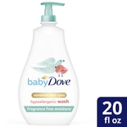 Baby Dove Sensitive Skin Care Baby Wash Fragrance Free Hypoallergenic, 20 oz