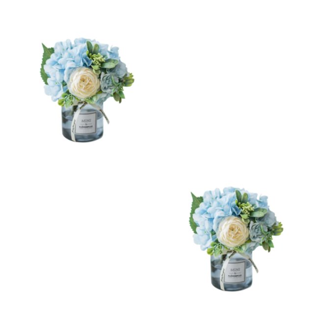 Destyer 2x Fleurs Réalistes en Vase pour une Touche Élégante Vase Bleu+noir Écologique 2Set