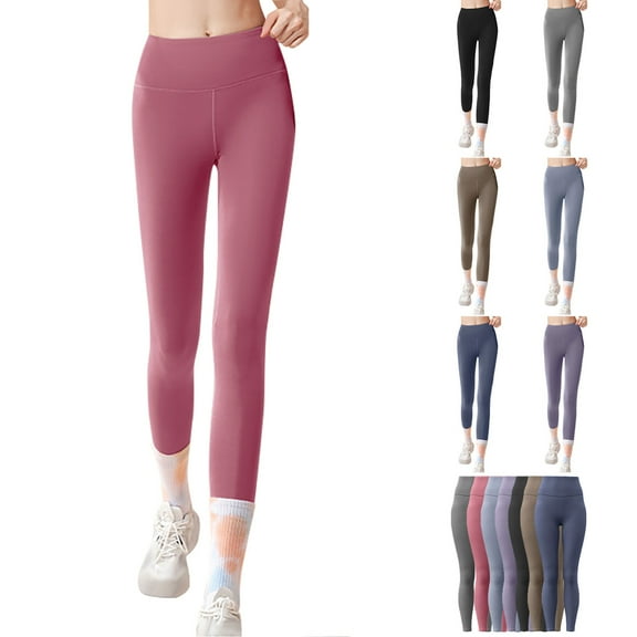 Bovxnpu Summer Womens Plus Size Pants, Workout Athletic Leggings, Women'S Long Solid Color Hip Lift Fitness High Waist Elastic Exercise Yoga Pants S