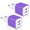 Purple 2PCS, variant on European Travel Plug Adapter,AILKIN 2.1A International Travel Adapter Dual Ports USB Wall Charger Charging Block Power Cube Brick for Android for US to Europe EU Spain Italy France