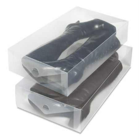 whitmor clear vue boot box - heavy duty stackable boot storage - (set of