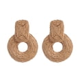 thumbnail image 4 of Pendientes colgantes de gota de ratán Zulema joyería bohemia café, 4 of 6